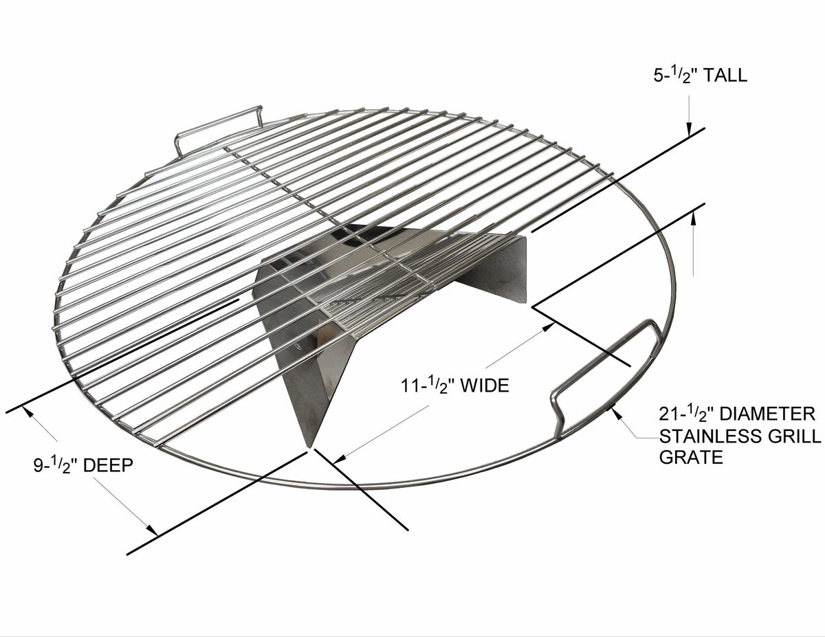 Indirect Cooking Kit with Stainless Steel Grate for 22-Inch Kettle Grills